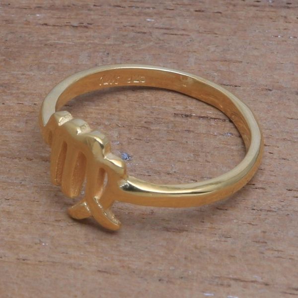Alternate image for 18k Gold Plated Sterling Silver Virgo Band Ring Golden Virgo