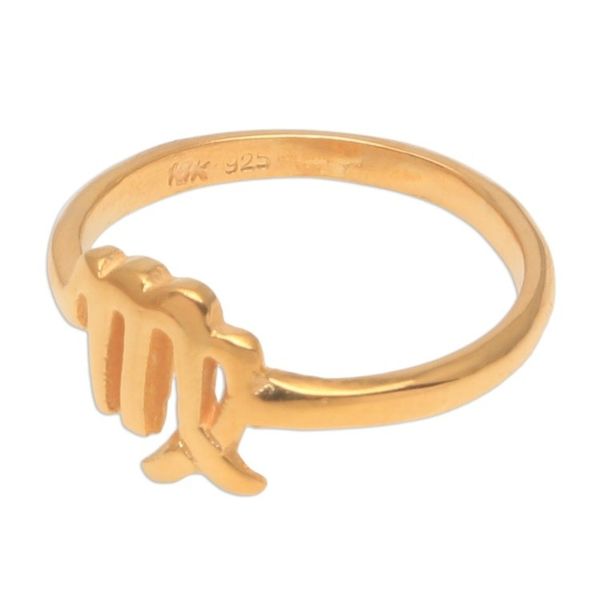 Alternate image for 18k Gold Plated Sterling Silver Virgo Band Ring Golden Virgo