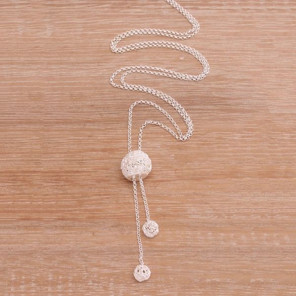Alternate image for Nest-Shaped Sterling Silver Pendant Necklace from Bali Dangling Nest