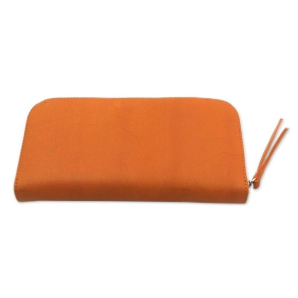 Alternate image for Solid Leather Clutch in Sunrise Crafted in Bali Polosan Sunrise