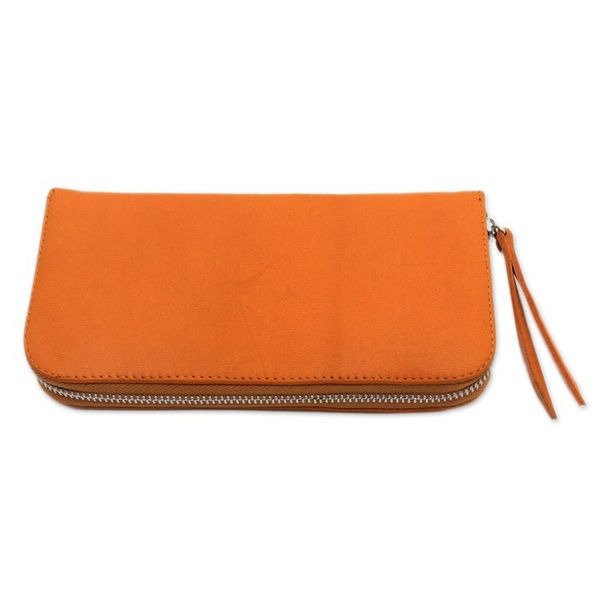 Alternate image for Solid Leather Clutch in Sunrise Crafted in Bali Polosan Sunrise
