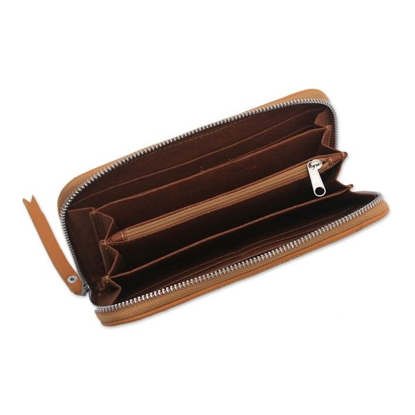 Alternate image for Solid Leather Clutch in Sunrise Crafted in Bali Polosan Sunrise