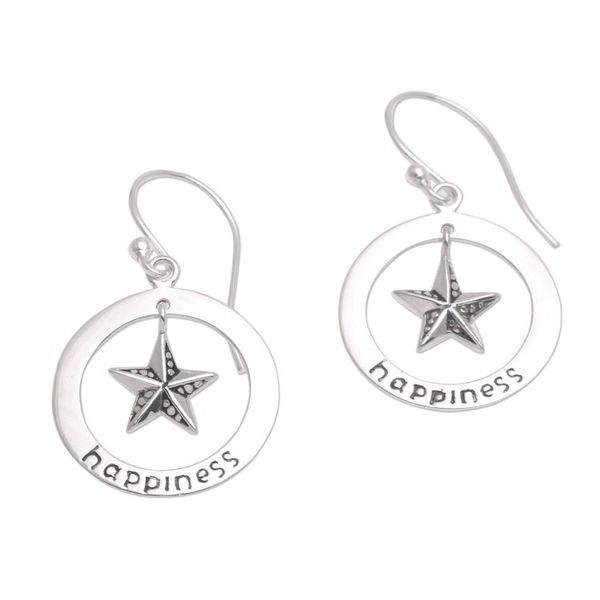 Alternate image for Sterling Silver Starfish Dangle Earrings Crafted in Bali Starfish Happiness