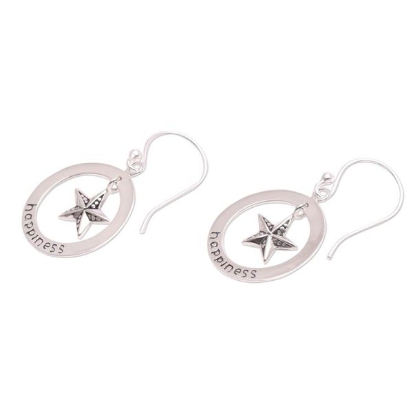 Alternate image for Sterling Silver Starfish Dangle Earrings Crafted in Bali Starfish Happiness