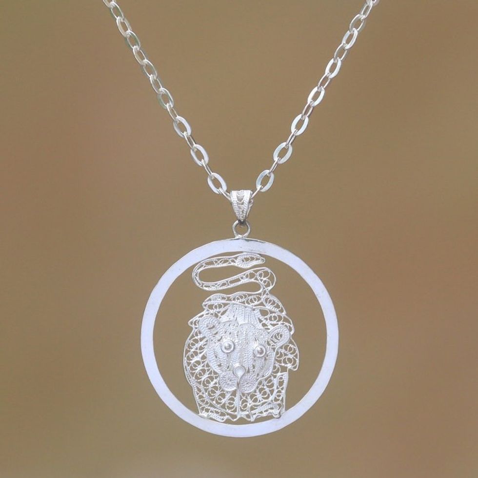 Sterling Silver Filigree Leo Necklace from Java 'Elegant Leo'