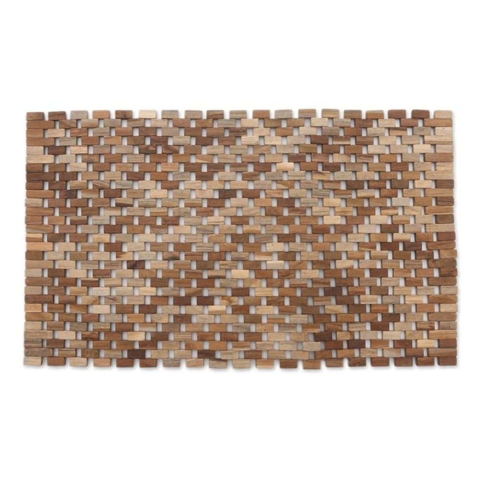 Handmade Teak Wood Door Mat from Bali 27 inch 'Jogja Pave'