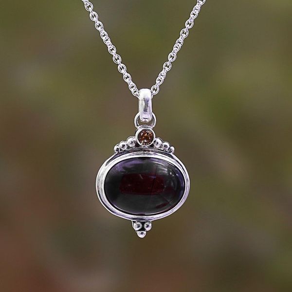 Alternate image for Tigers Eye and Citrine Pendant Necklace from Bali Deep Oval