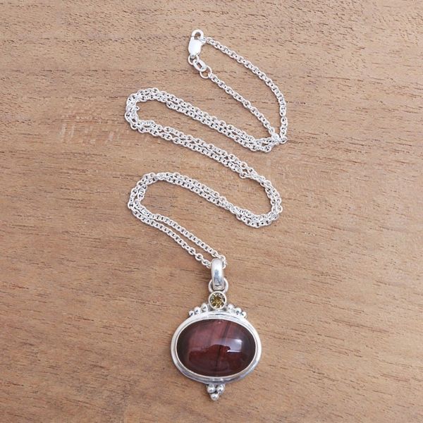 Alternate image for Tigers Eye and Citrine Pendant Necklace from Bali Deep Oval