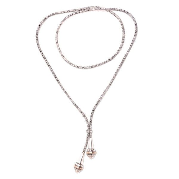 Alternate image for Gold Accent Sterling Silver Lariat Necklace from Bali Ballroom Elegance
