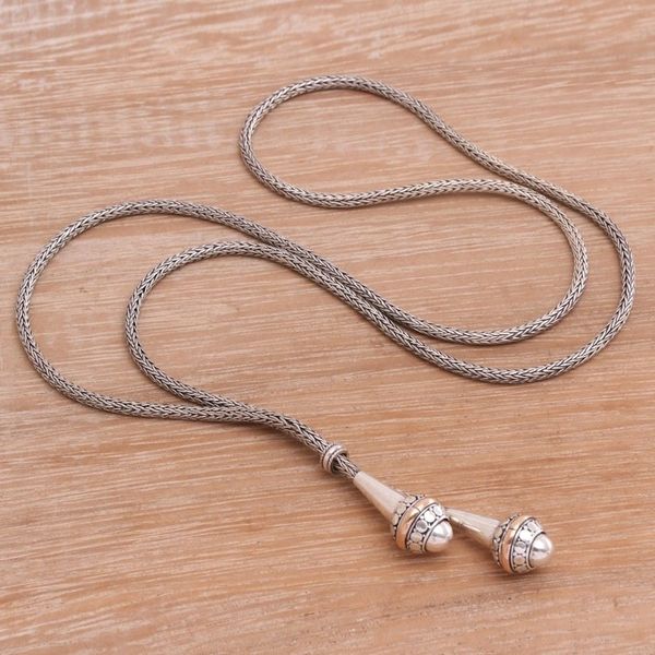 Alternate image for Gold Accent Sterling Silver Lariat Necklace from Bali Ballroom Elegance