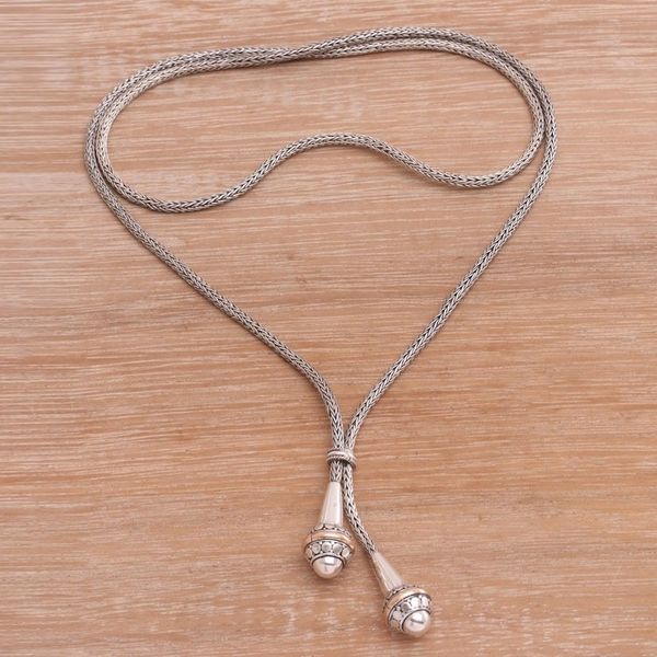 Alternate image for Gold Accent Sterling Silver Lariat Necklace from Bali Ballroom Elegance