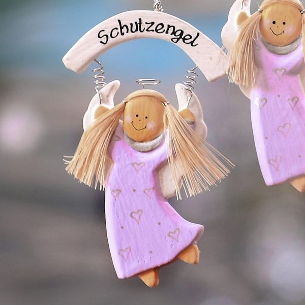 Alternate image for Purple Wood Guardian Angel Ornaments from Bali Set of 5 Schutzengel in Purple