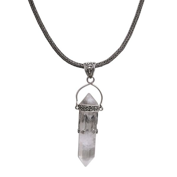 Alternate image for Handmade 925 Sterling Silver Quartz Pendant Chain Necklace Pale Jasmine