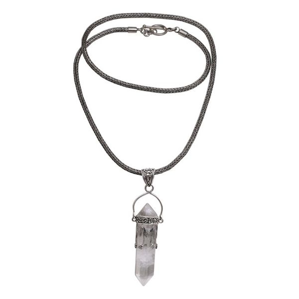 Alternate image for Handmade 925 Sterling Silver Quartz Pendant Chain Necklace Pale Jasmine