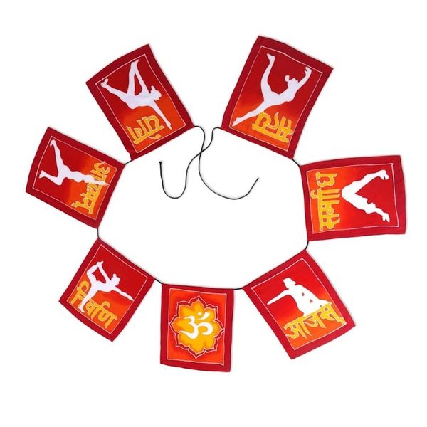 Alternate image for Red and Yellow Yoga Pose Rayon Flags Wall Decor Banner Yoga Flags