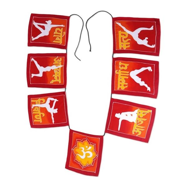 Alternate image for Red and Yellow Yoga Pose Rayon Flags Wall Decor Banner Yoga Flags