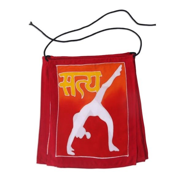 Alternate image for Red and Yellow Yoga Pose Rayon Flags Wall Decor Banner Yoga Flags