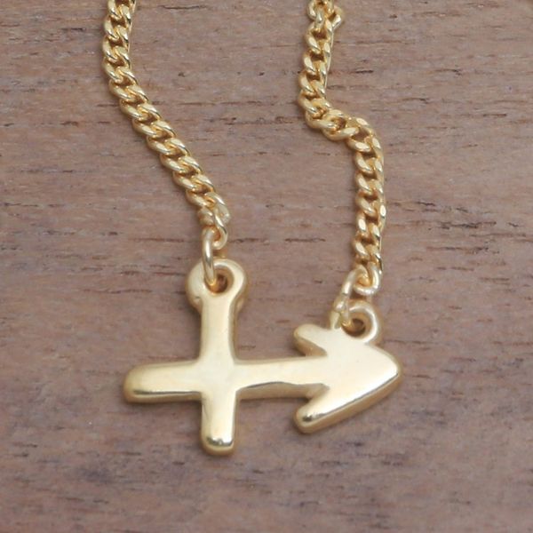 Alternate image for 18k Gold Plated Sterling Silver Sagittarius Pendant Necklace Golden Sagittarius