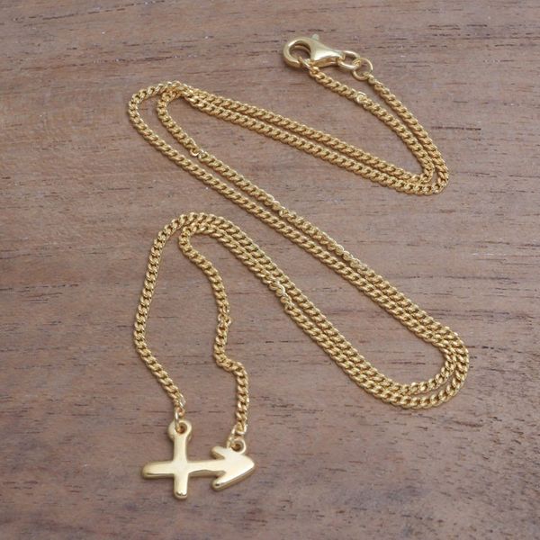 Alternate image for 18k Gold Plated Sterling Silver Sagittarius Pendant Necklace Golden Sagittarius