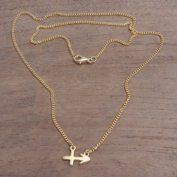 Alternate image for 18k Gold Plated Sterling Silver Sagittarius Pendant Necklace Golden Sagittarius