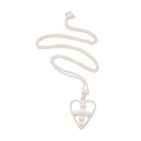Alternate image for Sterling Silver Filigree Heart Necklace from Java Heart Stars