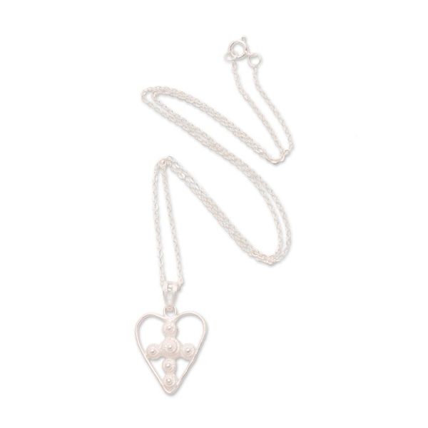 Alternate image for Sterling Silver Filigree Heart Necklace from Java Heart Stars