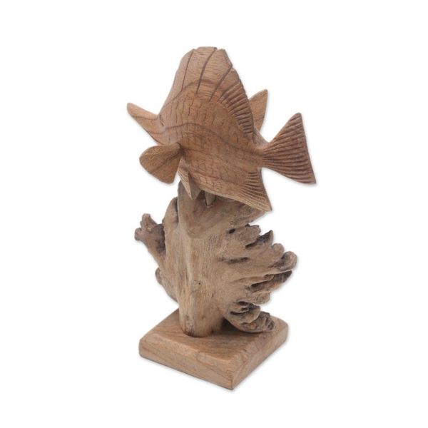 Alternate image for Hand-Carved Jempinis Wood Swimming Tang Fish Sculpture Tang Fish