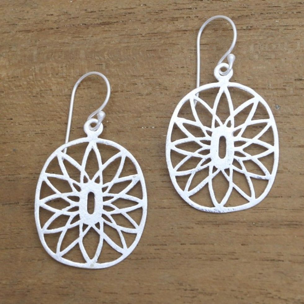 Brushed-Satin Sterling Silver Dangle Earrings from Bali 'Bright Future'