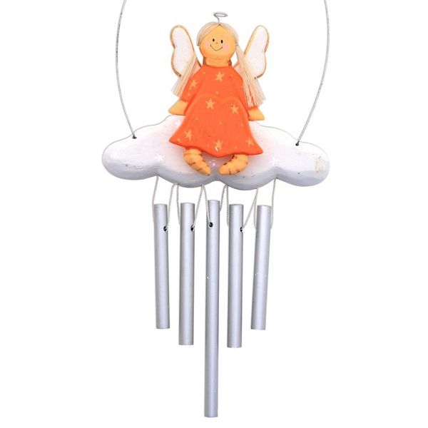 Alternate image for Angel-Themed Wood Wind Chime in Orange from Bali Angel Tune in Orange