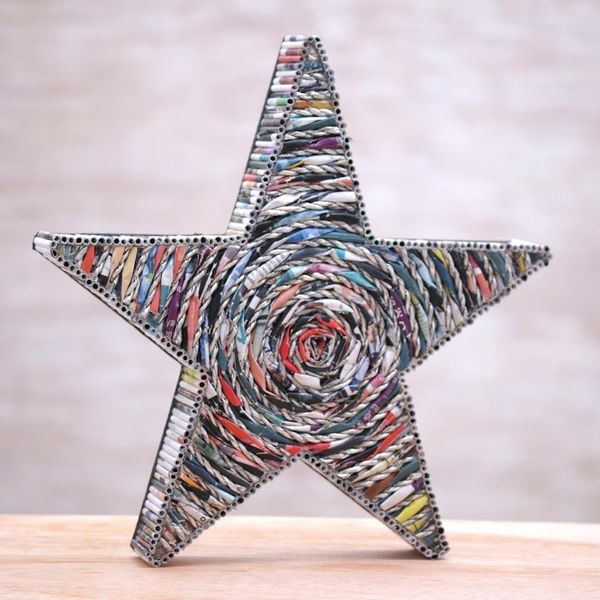 Alternate image for Handmade Recycled Paper Star Table Art Holiday Decor Starlight Blessing