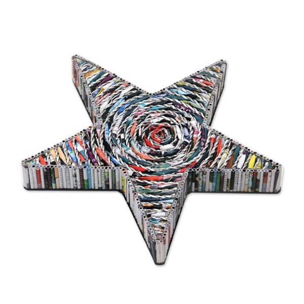 Alternate image for Handmade Recycled Paper Star Table Art Holiday Decor Starlight Blessing