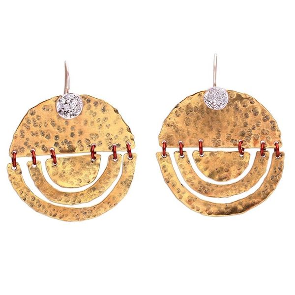 Alternate image for Modern Sterling Silver and Brass Dangle Earrings from Bali Kuta Glimmer