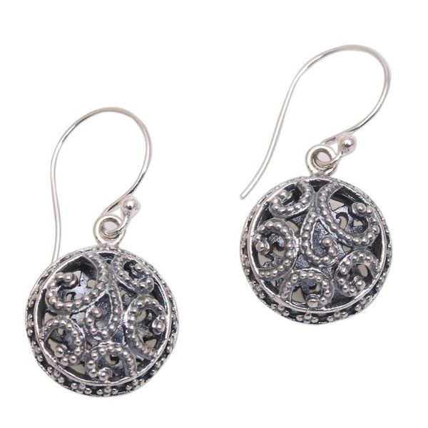 Alternate image for Dot Pattern Openwork Sterling Silver Dangle Earrings Dewy Disc