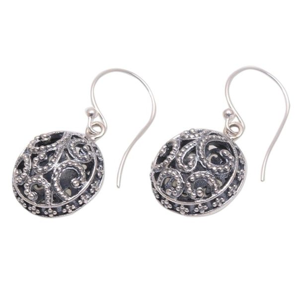 Alternate image for Dot Pattern Openwork Sterling Silver Dangle Earrings Dewy Disc