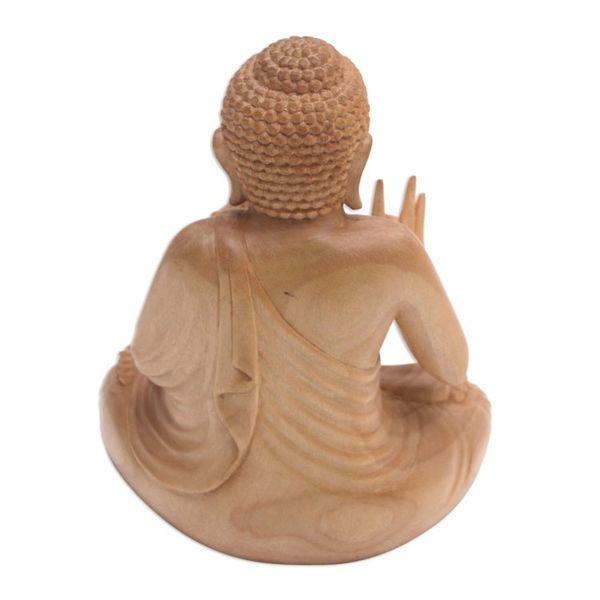 Alternate image for Hand-Carved Wood Sculpture of Buddha Holding Fire Buddhas Fire