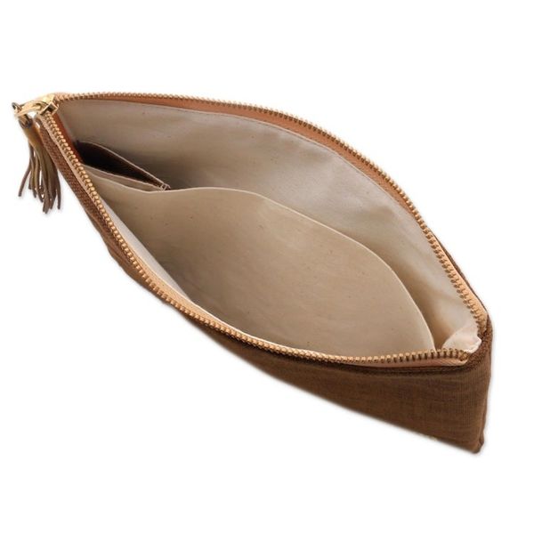 Alternate image for Floral Embellished Jute Coin Purse in Tan from Java Gods Grace in Tan