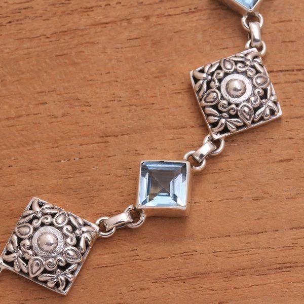 Alternate image for Blue Topaz and Sterling Silver Dragonfly Link Bracelet Dragonflies at Daybreak