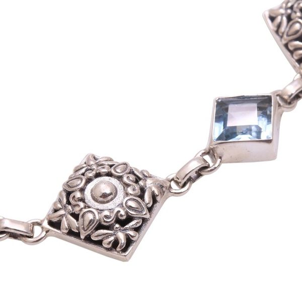 Alternate image for Blue Topaz and Sterling Silver Dragonfly Link Bracelet Dragonflies at Daybreak
