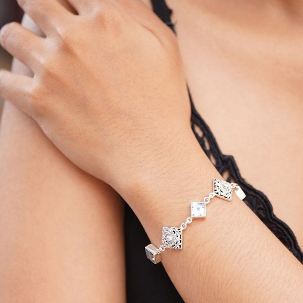 Alternate image for Blue Topaz and Sterling Silver Dragonfly Link Bracelet Dragonflies at Daybreak