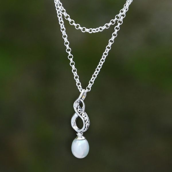 Alternate image for Infinity Symbol Cultured Pearl Necklace from Bali Infinity Glow