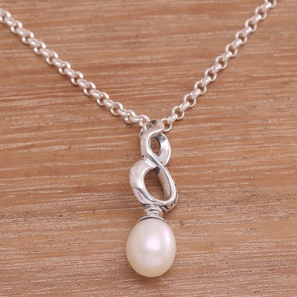 Alternate image for Infinity Symbol Cultured Pearl Necklace from Bali Infinity Glow