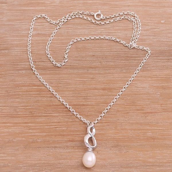 Alternate image for Infinity Symbol Cultured Pearl Necklace from Bali Infinity Glow