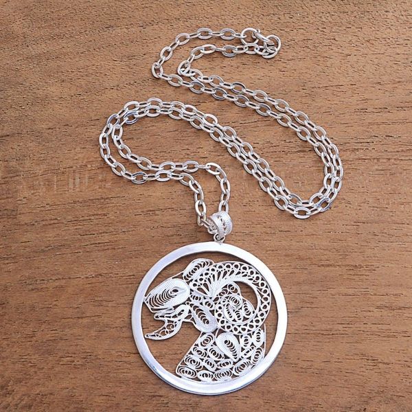 Alternate image for Sterling Silver Filigree Aries Necklace from Java Elegant Aries