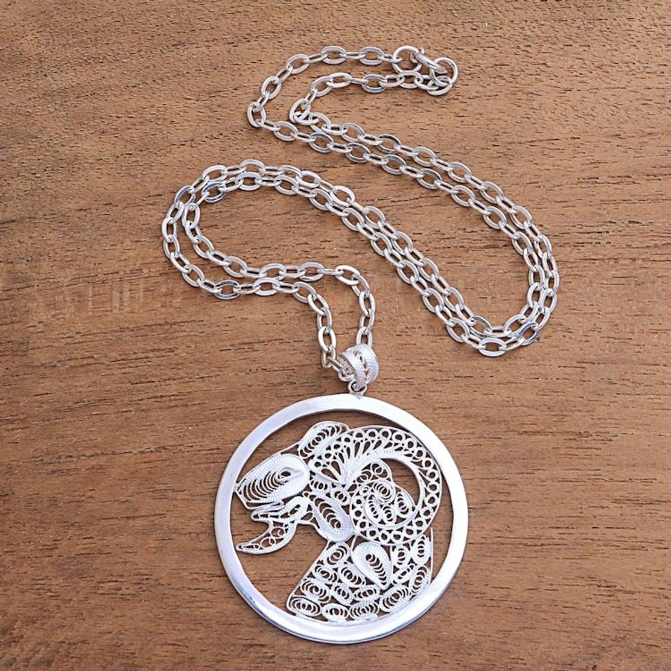 Sterling Silver Filigree Aries Necklace from Java 'Elegant Aries'