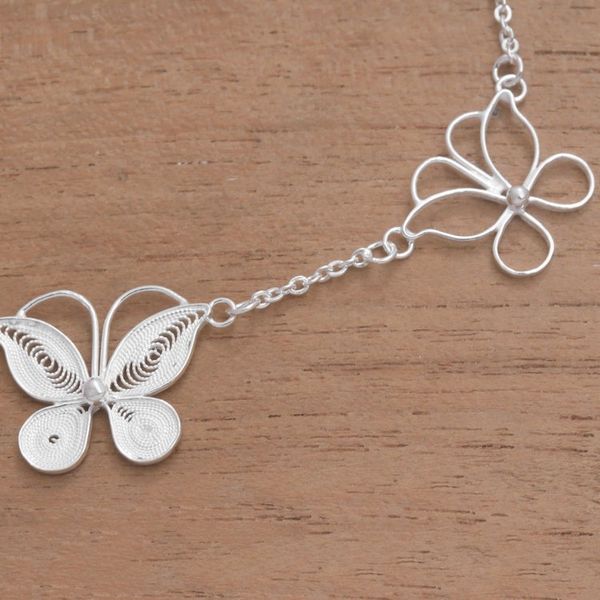 Alternate image for Sterling Silver Filigree Butterfly Bracelet Crafted in Java Butterfly Sanctuary