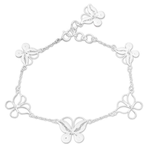 Alternate image for Sterling Silver Filigree Butterfly Bracelet Crafted in Java Butterfly Sanctuary