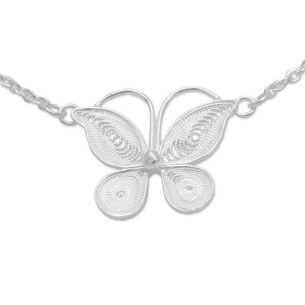 Alternate image for Sterling Silver Filigree Butterfly Bracelet Crafted in Java Butterfly Sanctuary