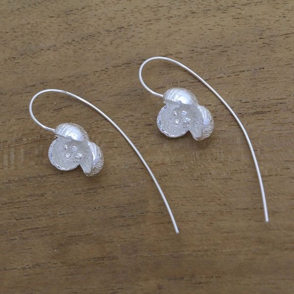 Alternate image for Floral Sterling Silver Drop Earrings Crafted in Bali Open Beauty