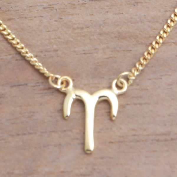 Alternate image for 18k Gold Plated Sterling Silver Aries Pendant Necklace Golden Aries