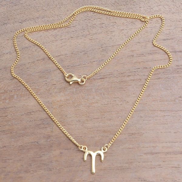 Alternate image for 18k Gold Plated Sterling Silver Aries Pendant Necklace Golden Aries